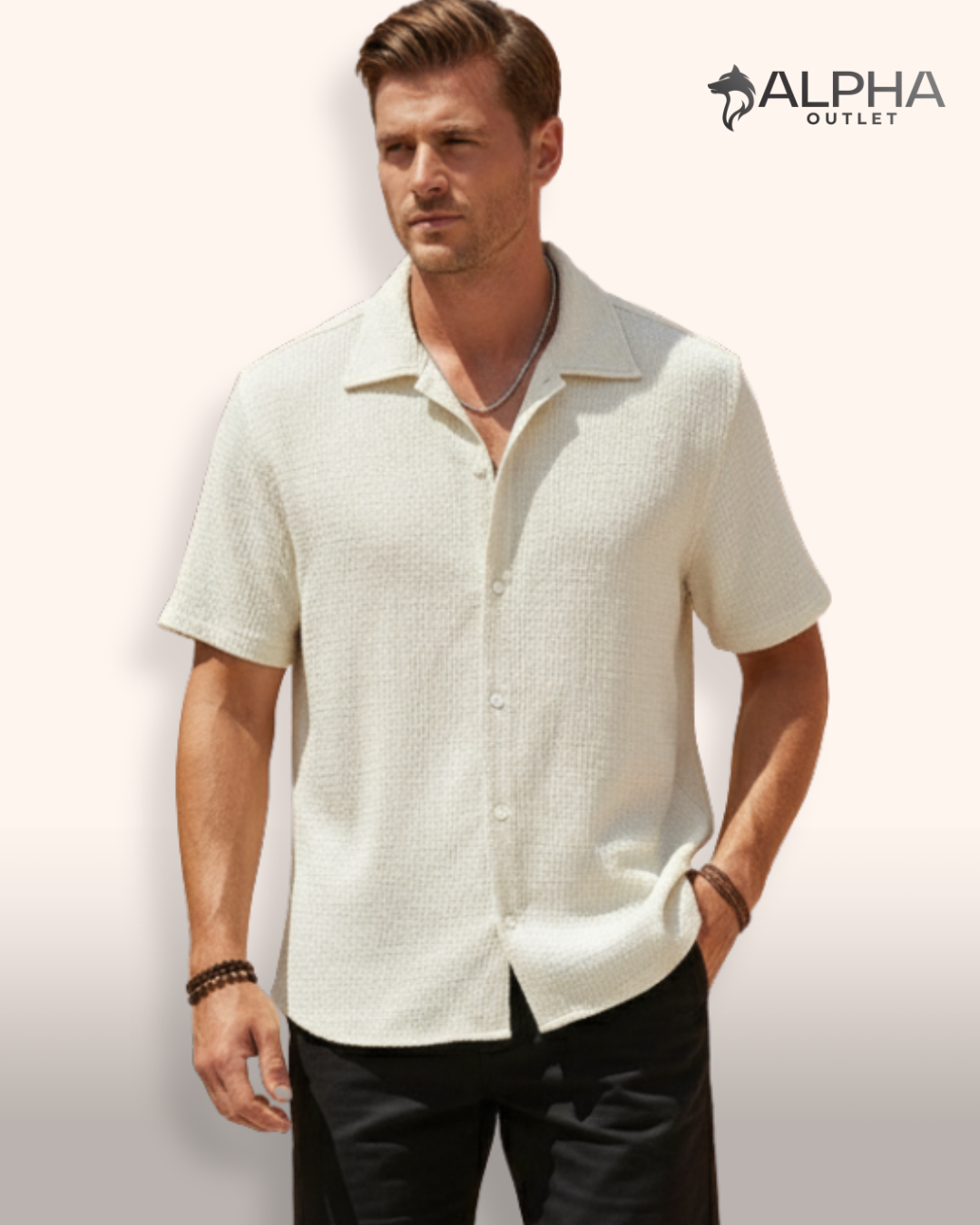 Camisa Texturizada de Manga Curta