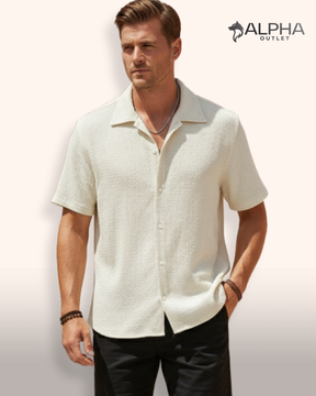 Camisa Texturizada de Manga Curta