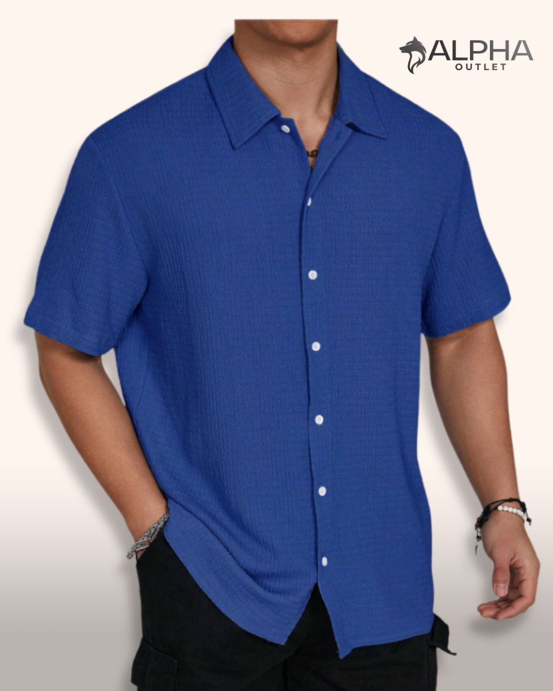 Camisa Texturizada de Manga Curta