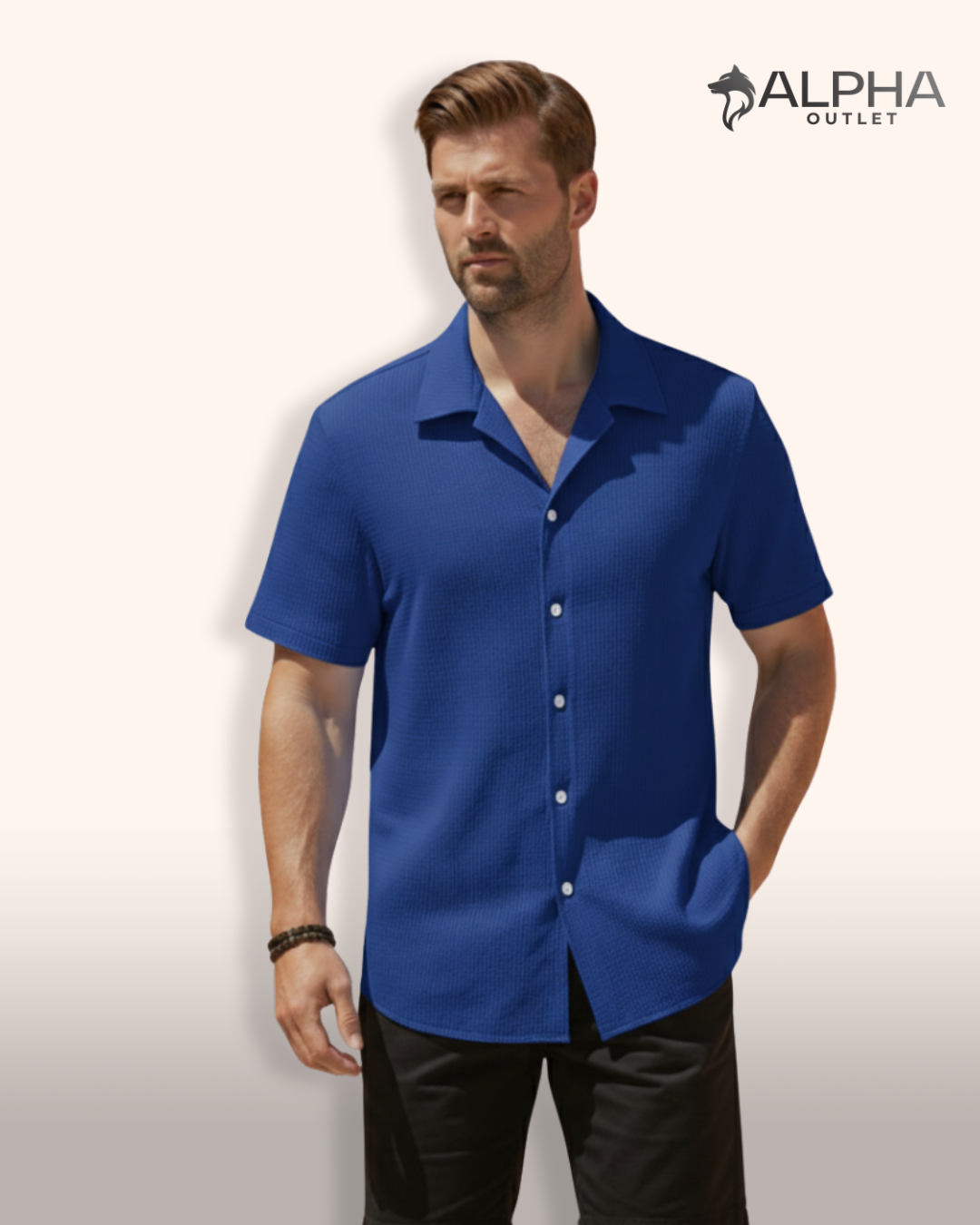 Camisa Texturizada de Manga Curta