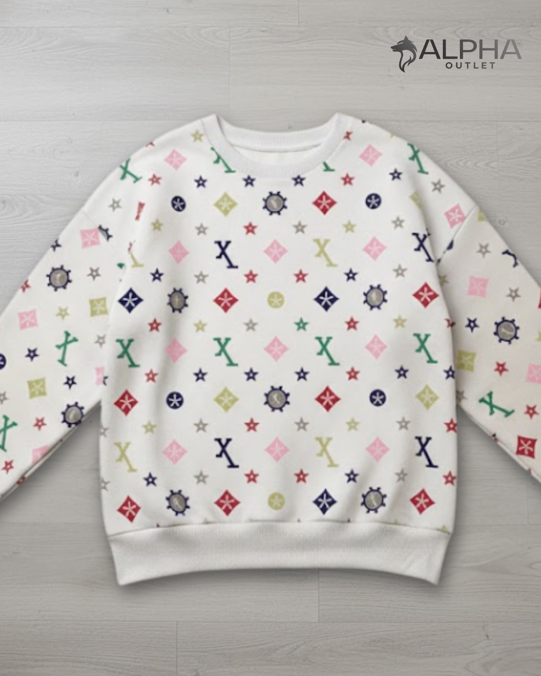 Dauomo Moletom Gola Careca Estampa de Estrela e Letra