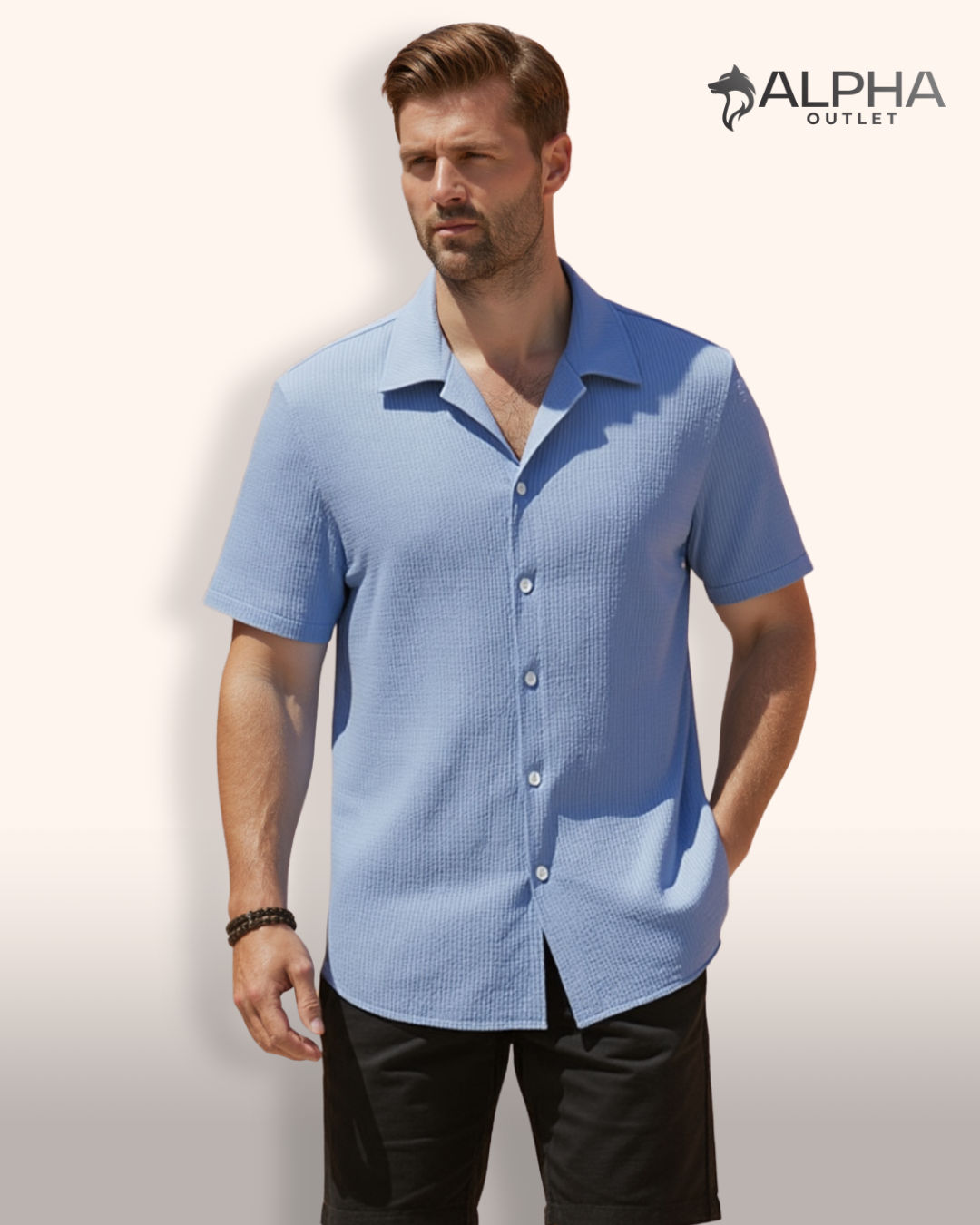 Camisa Texturizada de Manga Curta