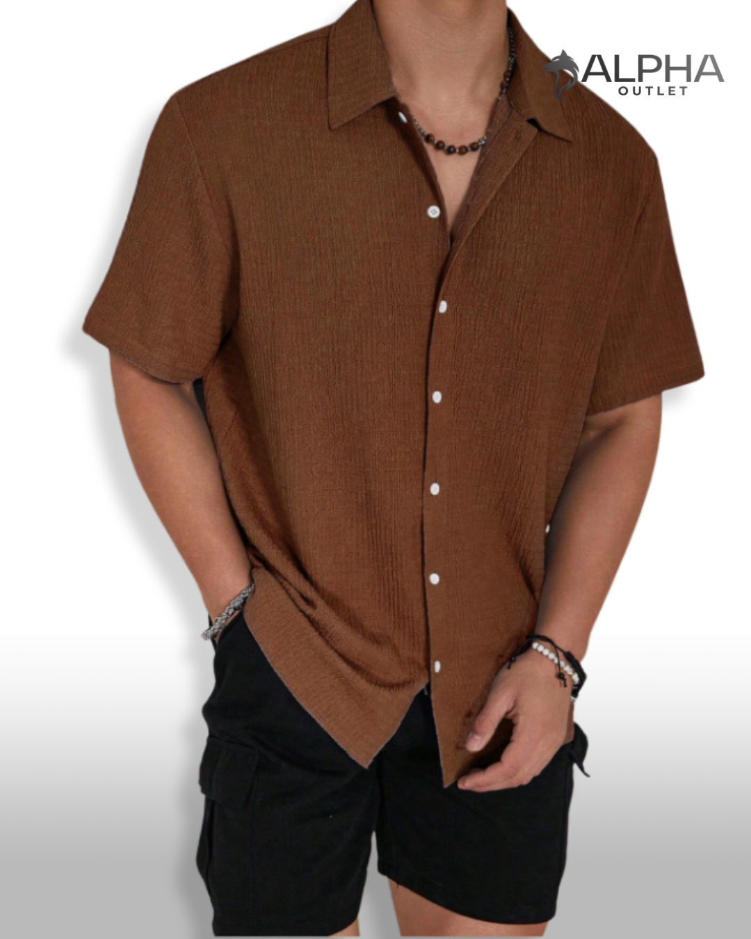 Camisa Texturizada de Manga Curta