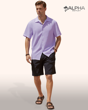 Camisa Texturizada de Manga Curta