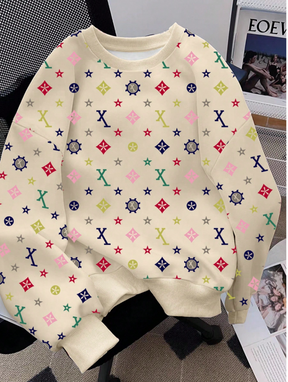 Dauomo Moletom Gola Careca Estampa de Estrela e Letra