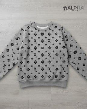 Dauomo Moletom Gola Careca Estampa de Estrela e Letra