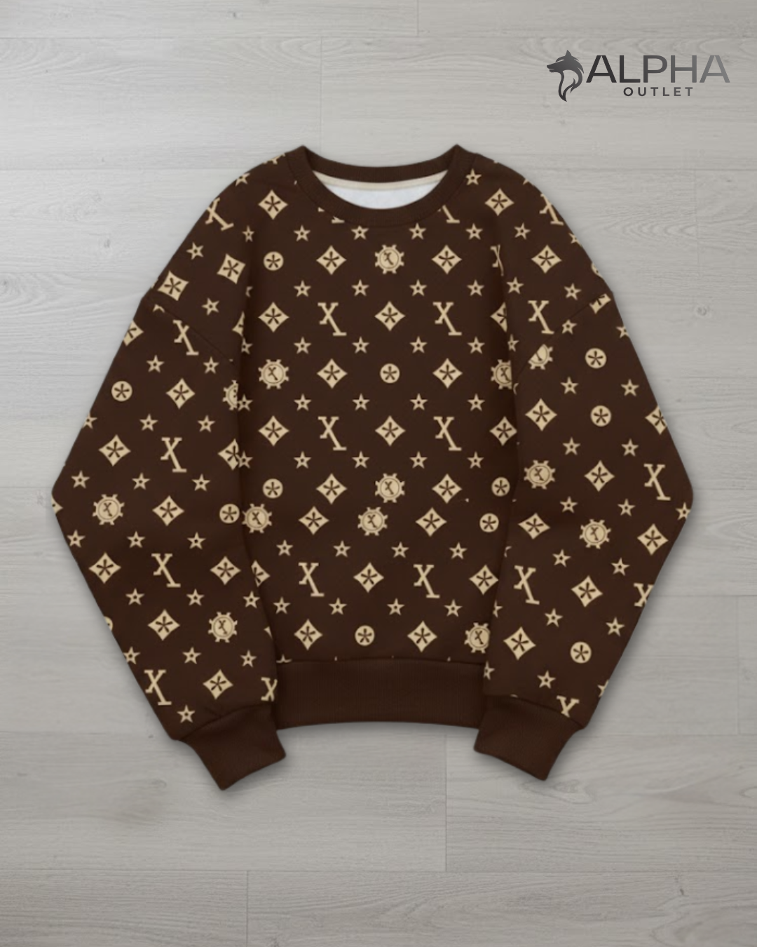 Dauomo Moletom Gola Careca Estampa de Estrela e Letra