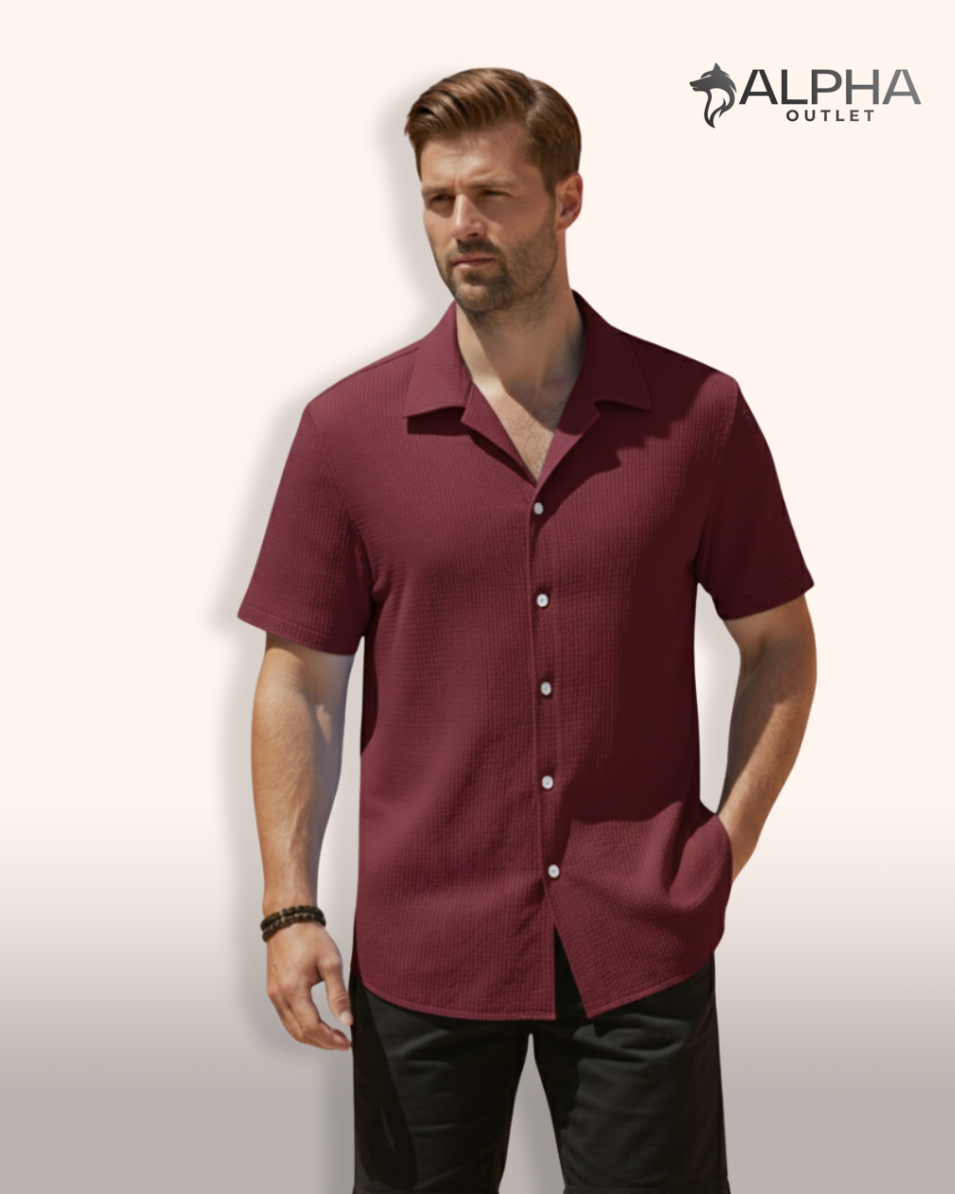 Camisa Texturizada de Manga Curta