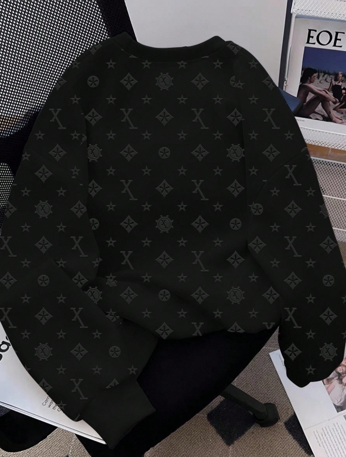 Dauomo Moletom Gola Careca Estampa de Estrela e Letra