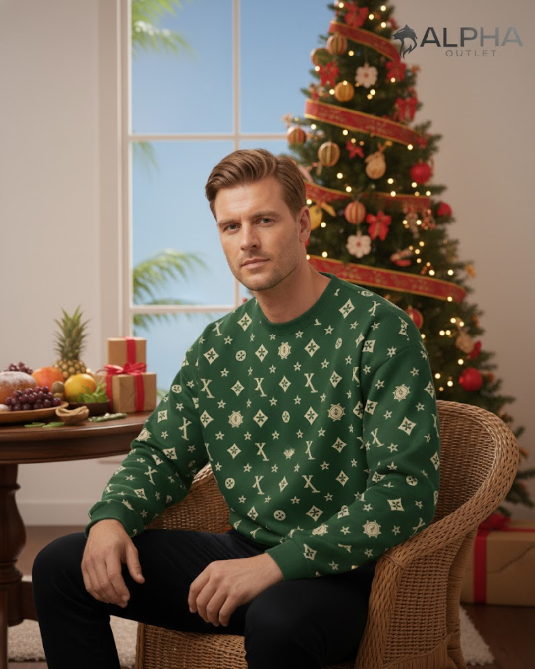 Dauomo Moletom Gola Careca Estampa de Estrela e Letra